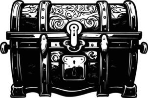 AI generated Silhouette Treasure Chest black color only vector