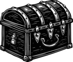 AI generated Silhouette Treasure Chest black color only vector