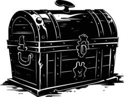 AI generated Silhouette Treasure Chest black color only vector