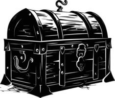 AI generated Silhouette Treasure Chest black color only vector