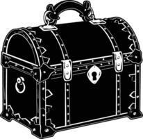 AI generated Silhouette Treasure Chest black color only vector