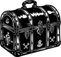 AI generated Silhouette Treasure Chest black color only vector