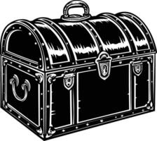 AI generated Silhouette Treasure Chest black color only vector