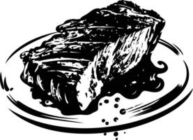 AI generated Silhouette steak food black color only vector