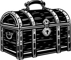 AI generated Silhouette Treasure Chest black color only vector