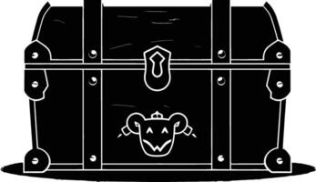 AI generated Silhouette Treasure Chest black color only vector