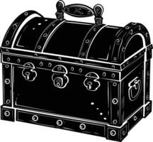 AI generated Silhouette Treasure Chest black color only vector