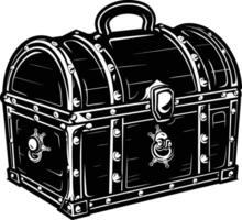 AI generated Silhouette Treasure Chest black color only vector