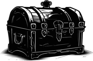 AI generated Silhouette Treasure Chest black color only vector