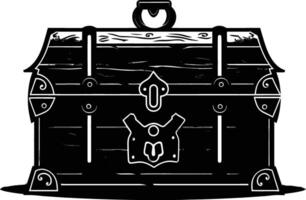 AI generated Silhouette Treasure Chest black color only vector