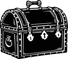 AI generated Silhouette Treasure Chest black color only vector
