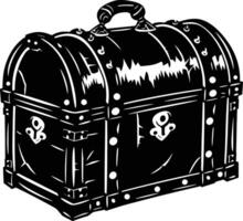 AI generated Silhouette Treasure Chest black color only vector