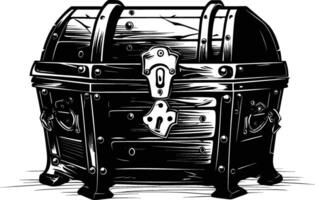 AI generated Silhouette Treasure Chest black color only vector