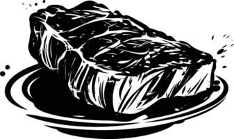 AI generated Silhouette steak food black color only vector