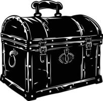 AI generated Silhouette Treasure Chest black color only vector