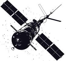 AI generated Silhouette Satellite Communication in space black color only vector