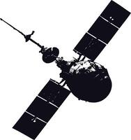 AI generated Silhouette Satellite Communication in space black color only vector