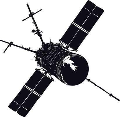 AI generated Silhouette Satellite Communication in space black color only