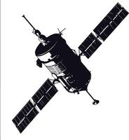 AI generated Silhouette Satellite Communication in space black color only vector