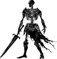 AI generated Silhouette skeleton warrior black color only full body vector