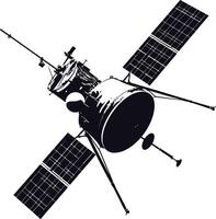 AI generated Silhouette Satellite Communication in space black color only vector