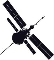 AI generated Silhouette Satellite Communication in space black color only vector