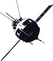 AI generated Silhouette Satellite Communication in space black color only vector