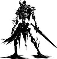 AI generated Silhouette skeleton warrior black color only full body vector