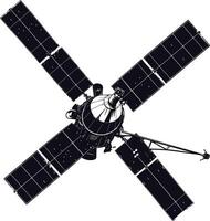 AI generated Silhouette Satellite Communication in space black color only vector