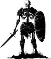 AI generated Silhouette skeleton warrior black color only full body vector