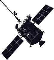 AI generated Silhouette Satellite Communication in space black color only vector