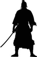 AI generated Silhouette samurai black color only full body vector