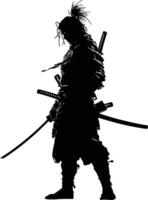 AI generated Silhouette samurai black color only full body vector