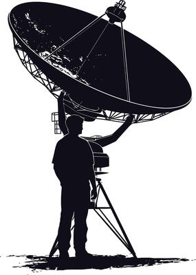 AI generated Silhouette Satellite Communication in space black color only