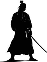 AI generated Silhouette samurai black color only full body vector