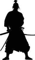 AI generated Silhouette samurai black color only full body vector