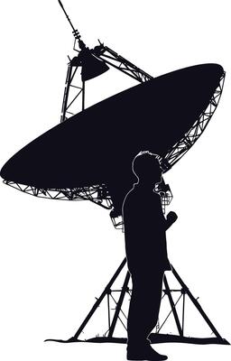 AI generated Silhouette Satellite Communication in space black color only