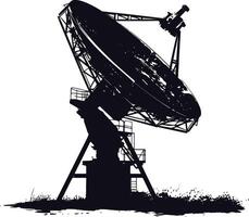 AI generated Silhouette Satellite Communication in space black color only vector