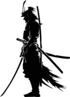 AI generated Silhouette samurai black color only full body vector