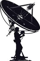 AI generated Silhouette Satellite Communication in space black color only vector