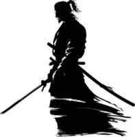 AI generated Silhouette samurai black color only full body vector