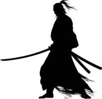 ai generado silueta samurai negro color solamente lleno cuerpo vector