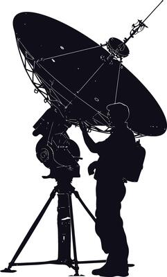 AI generated Silhouette Satellite Communication in space black color only