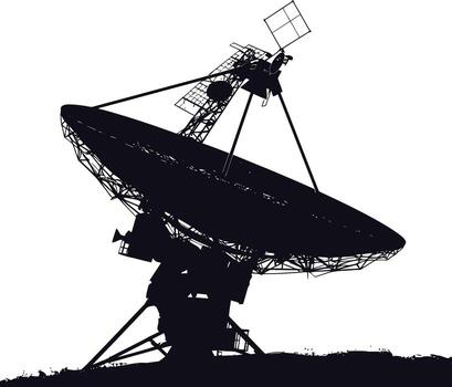 AI generated Silhouette Satellite Communication in space black color only vector