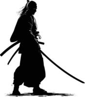 AI generated Silhouette samurai black color only full body vector