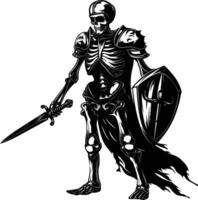 AI generated Silhouette skeleton warrior black color only full body vector