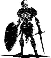 AI generated Silhouette skeleton warrior black color only full body vector