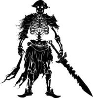 AI generated Silhouette skeleton warrior black color only full body vector