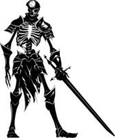 AI generated Silhouette skeleton warrior black color only full body vector