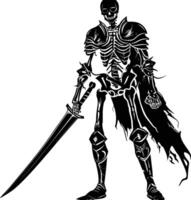 AI generated Silhouette skeleton warrior black color only full body vector